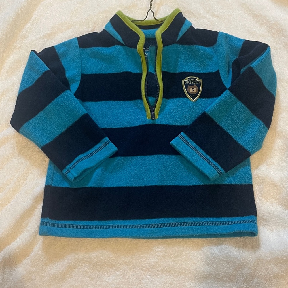 Carter's Blue and Black Striped Zip-Up Sweater